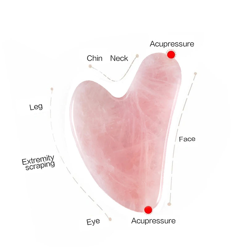 Natural Rose Quartz Gua Sha Tool – Jade Stone Facial & Neck Massager for Lifting, & Sculpting