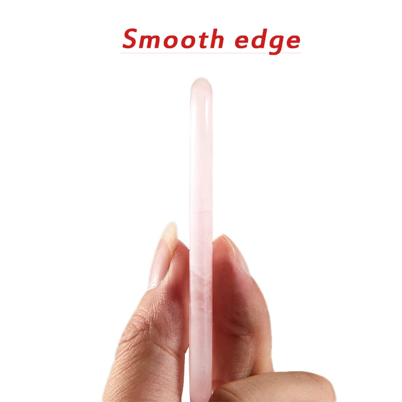 Natural Rose Quartz Gua Sha Tool – Jade Stone Facial & Neck Massager for Lifting, & Sculpting